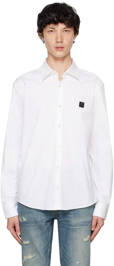 Hugo White Slim-fit Shirt In 199-open White