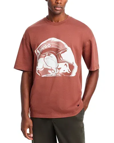 Hugo X Rb Dit Cotton Logo Graphic Tee In Medium Brown