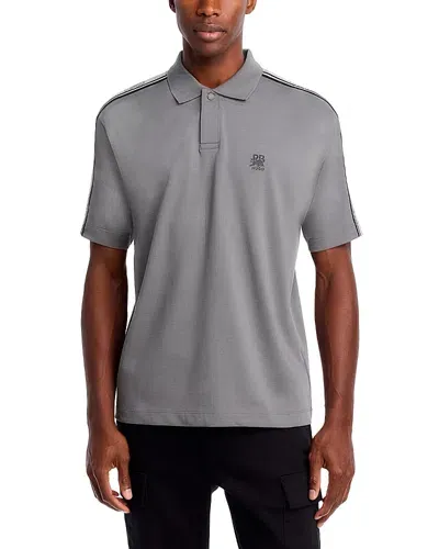 Hugo X Rb Drack Cotton Logo Taped Relaxed Fit Polo Shirt In Open Grey