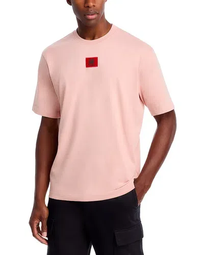 Hugo X Rb Drambok Cotton Logo Patch Tee In Light Pastel Pink