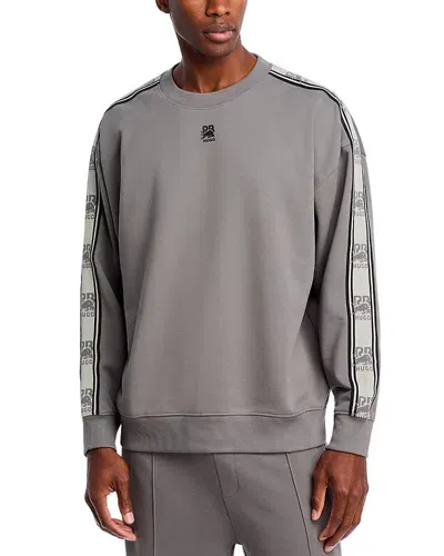 Hugo X Rb Dustrip Cotton Logo Taped Oversized Fit Sweatshirt In Open Grey