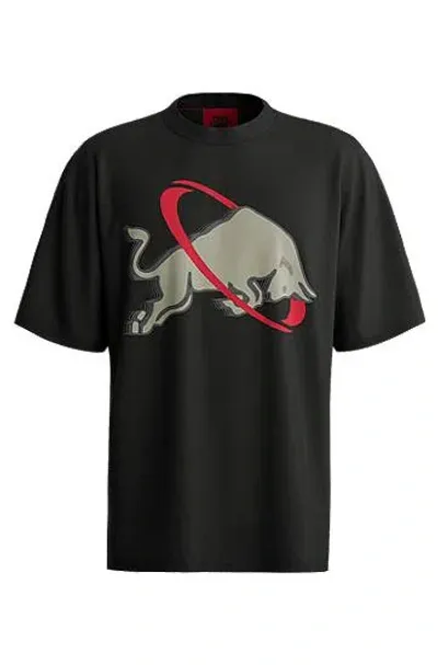 Hugo X Rb Oversized-fit T-shirt With Signature Bull Motif In Black