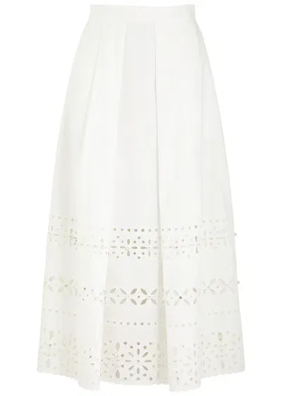 Huishan Zhang Avery Embellished Cut-out Faille Maxi Skirt In White