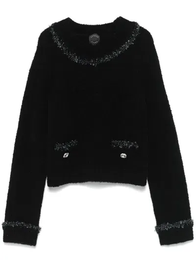 Huishan Zhang Lurex Trimming Jumper In Black - Black