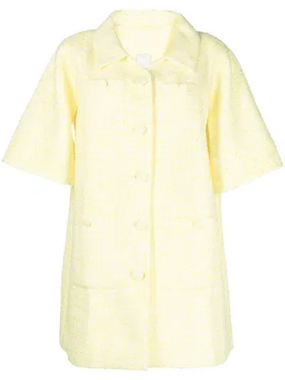 Huishan Zhang Constantine Short-sleeve Bouclé Coat In Yellow