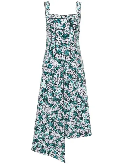 Huishan Zhang Carson Floral-print Midi Dress In Green