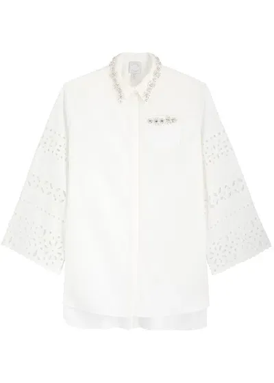 Huishan Zhang Logan Crystal-embellished Faille Shirt In White