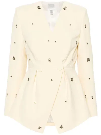 Huishan Zhang Milo Crystal-embellished Crepe Blazer In Yellow - Yellow