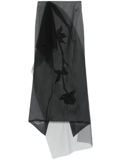 Huishan Zhang Panelled Asymmetric Skirt In Grey