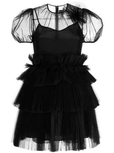 Huishan Zhang Telsha Tulle-detail Dress In Black