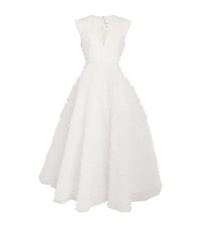 Huishan Zhang Tulle Roney Gown In White