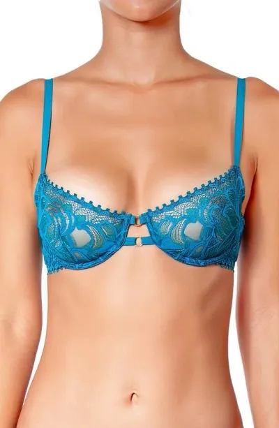 Huit Bijou Underwire Balconette Bra In Turquoise