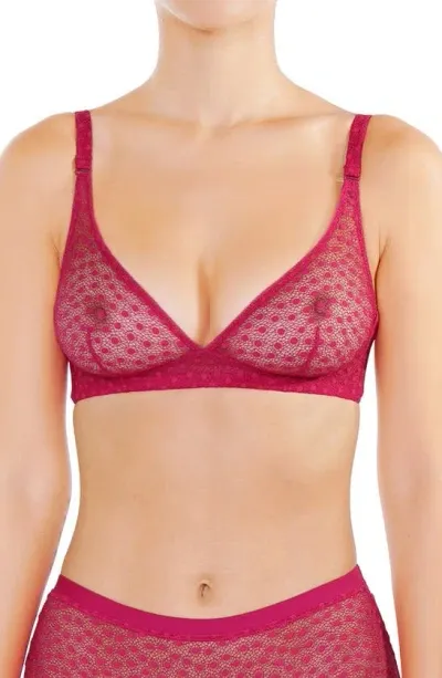 Huit Daisy Cerise Lace Bra In Raspberry/cherry Red