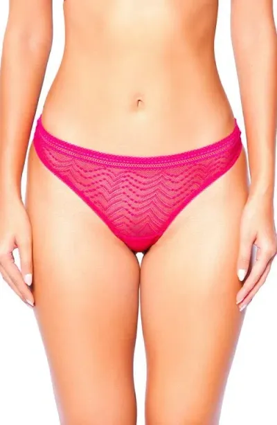 Huit Eclatante Lace Thong In Fuchsia