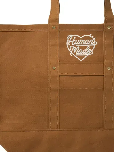 Human Made "duck Canvas" Tote Bag In Brown