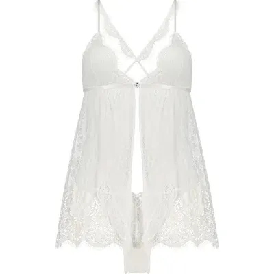 Hunkemoller Hunkemöller Bridal Lace Babydoll Chemise In White