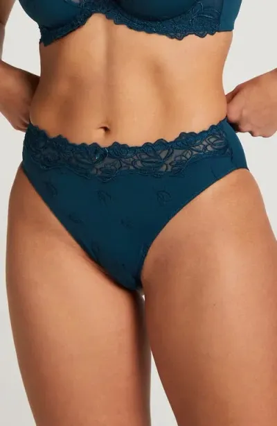 Hunkemoller Hunkemöller Diva Rio Embroidered Panties In Legion Blue