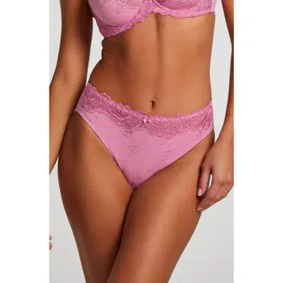 Hunkemoller Hunkemöller Diva Rio Lace Trim Briefs In Opera Mauve