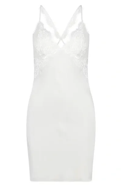 Hunkemoller Hunkemöller Lace Trim Satin Chemise In White