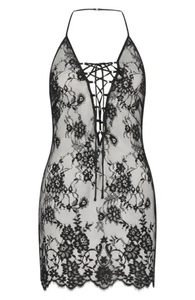 Hunkemoller Hunkemöller Mya Halter Lace Chemise In Black