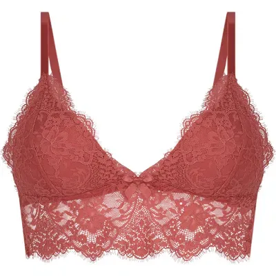 Hunkemoller Hunkemöller Taliyah Lace Longline Bralette In Mineral Red