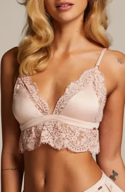 Hunkemoller Hunkemöller Valerie Lace & Satin Triangle Bralette In Rose Smoke