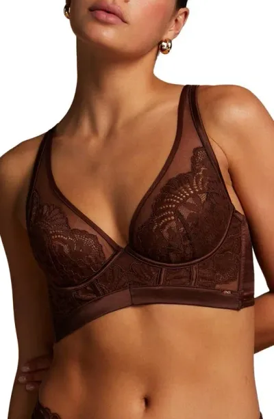 Hunkemoller Indigo Longline Underwire Bra In Chicory Coffee