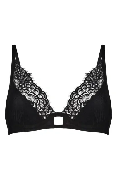 Hunkemoller Hunkemöller Misio Lace & Mesh Bralette In Caviar