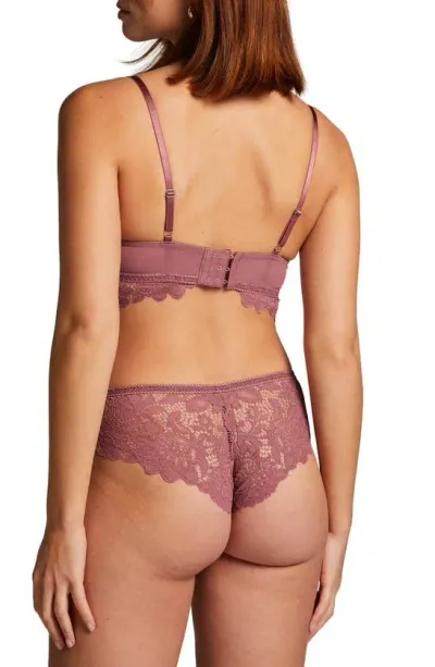 Hunkemoller Shiloh Lace Brazilian Briefs In Wistful Mauve