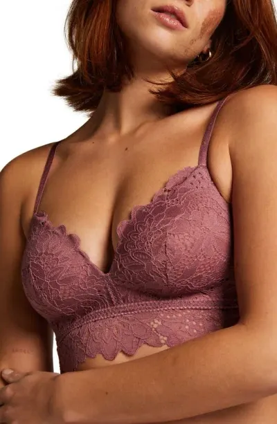 Hunkemoller Shiloh Lace Longline Bra In Wistful Mauve