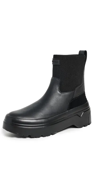 Hunter Explorer Chelsea Flatform Boots Black