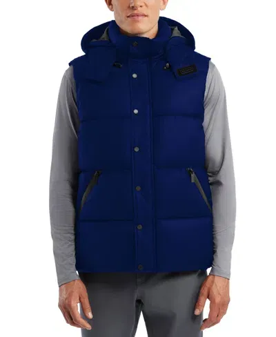 Hunter Chiswell Nylon Quilted Removable Hood Full Zip Puffer Vest In Oceano