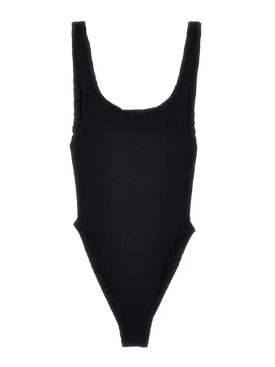 Hunza G Domino Swim One-piece Swimsuit In Black/gold