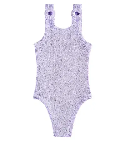 Hunza G Kids' Baby Domino Swimsuit In Purple