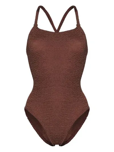 Hunza G Bette One-piece Swimsuit In Brown