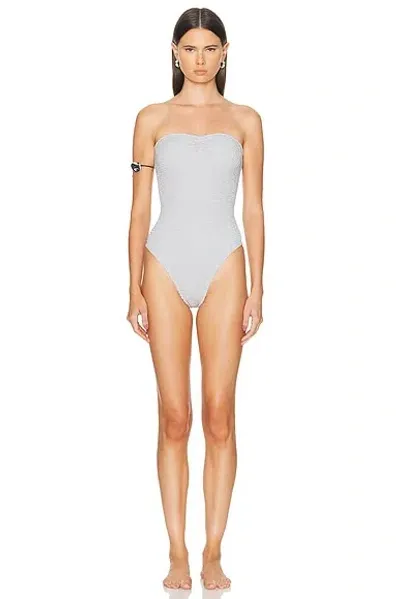 Hunza G Brooke Swim One Piece In Metallic Grey & Silver