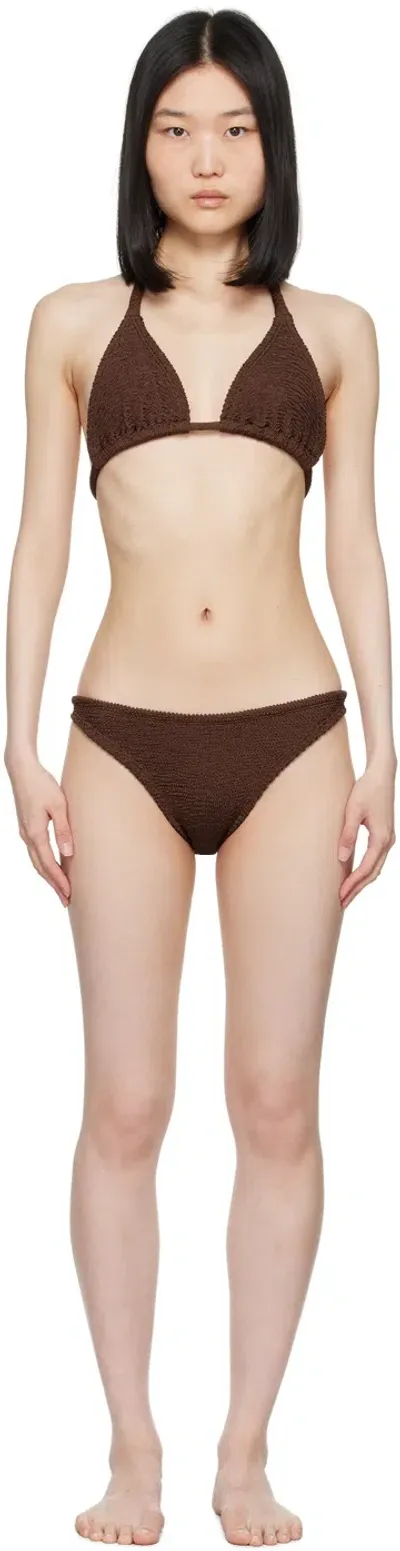 Hunza G Brown Tammy Bikini In Metallic Chocolate