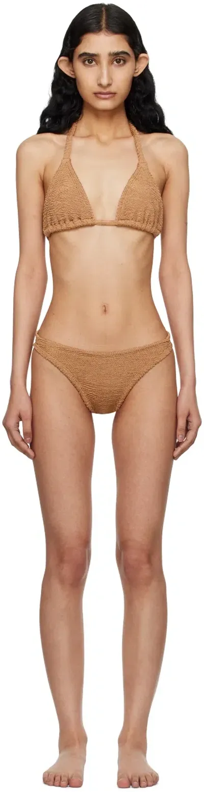 Hunza G Brown Tammy Bikini In Metallic Cocao