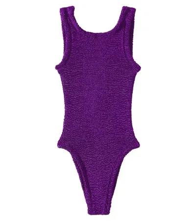 Hunza G Kids' Classic Swimsuit In Purple