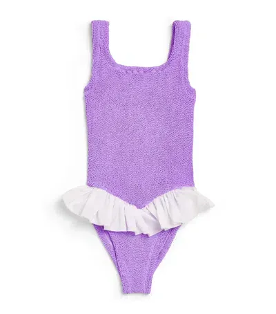 Hunza G Kids' Denise Swimsuit In Purple