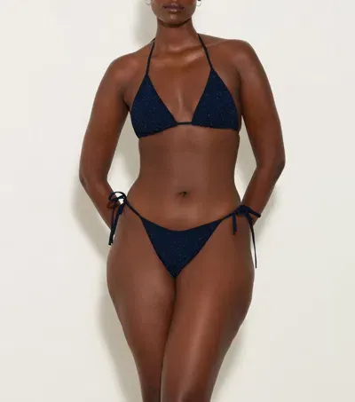 Hunza G Gina Lurex Bikini In Navy/silver