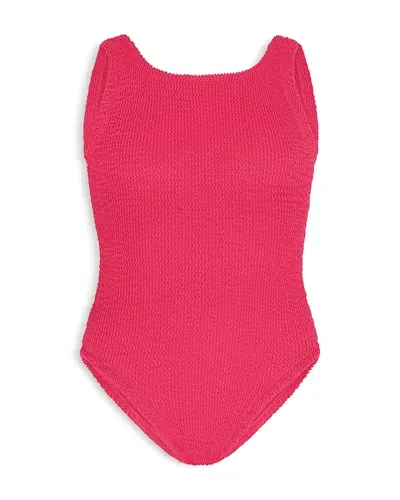 Hunza G Girls' Classic One Piece Swimsuit - Big Kid In Raspberry