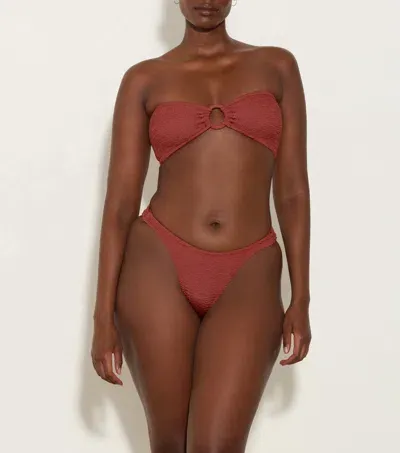 Hunza G Gloria Bikini With Tonal Hoops In Metallic Rosewood