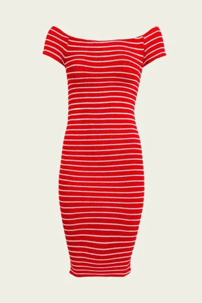 Hunza G Grace Crinkle Dress In Red White