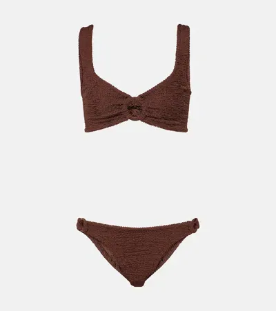 Hunza G Hallie Bikini In Metallic Chocolate