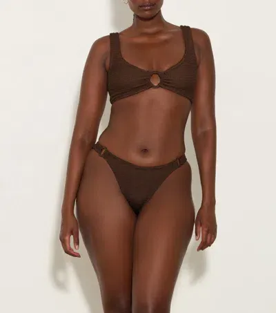 Hunza G Hallie Bikini In Metallic Chocolate