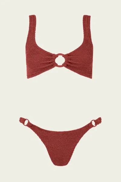 Hunza G Hallie Bikini Set In Metallic Rosewood In Brown