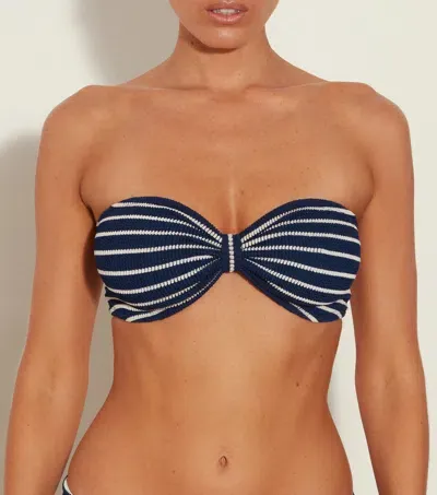 Hunza G Jean Bikini Top In Navy/white