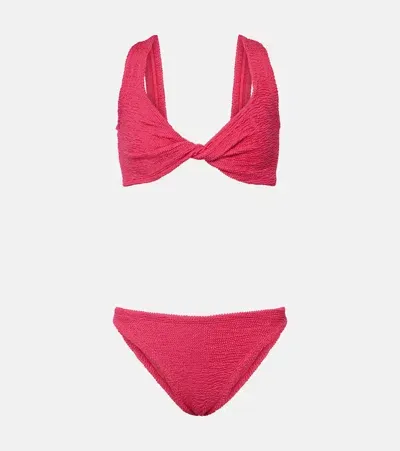 Hunza G Juno Bikini In Metallic Raspberry