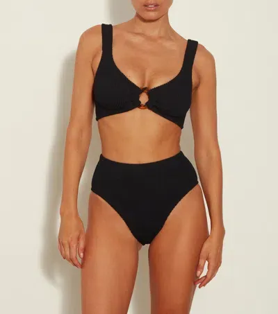 Hunza G Nadine Seersucker Bikini Set In Black